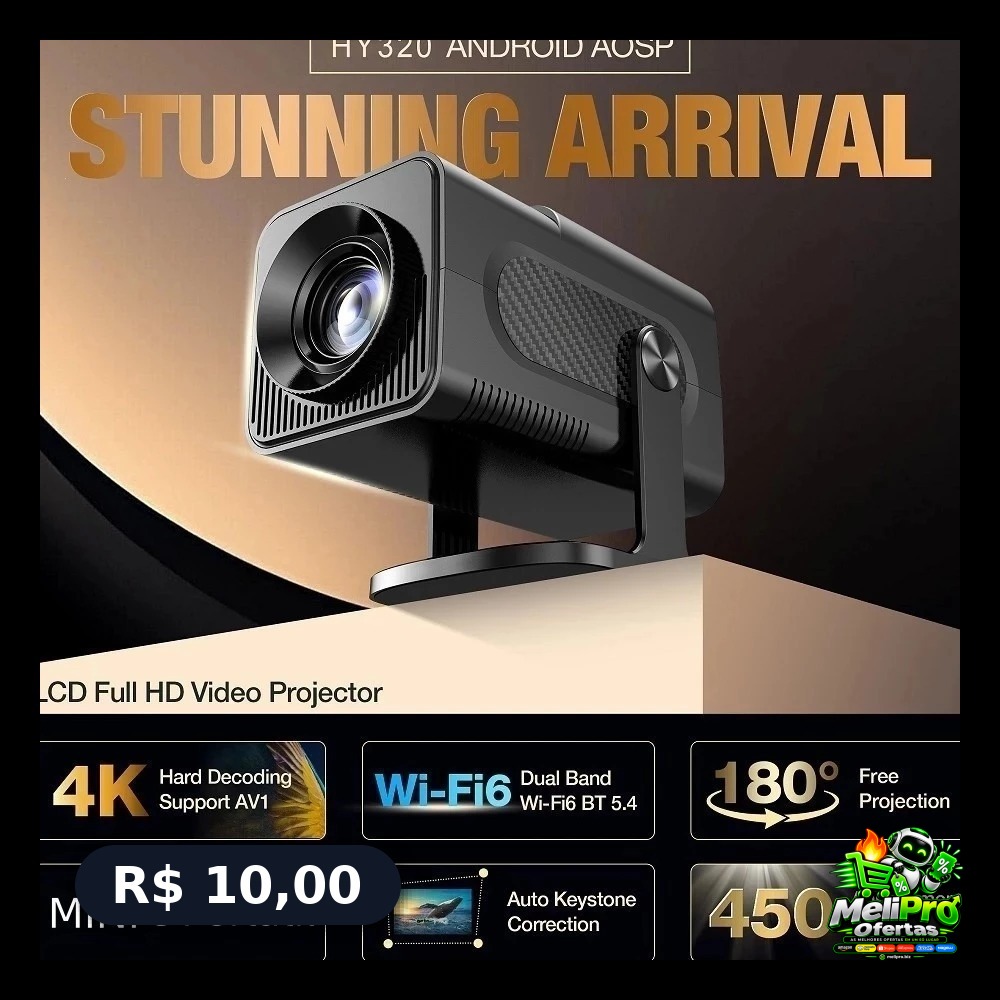 Mini projetor HY320 MagicCub 1080p preto do Brasil 110/220