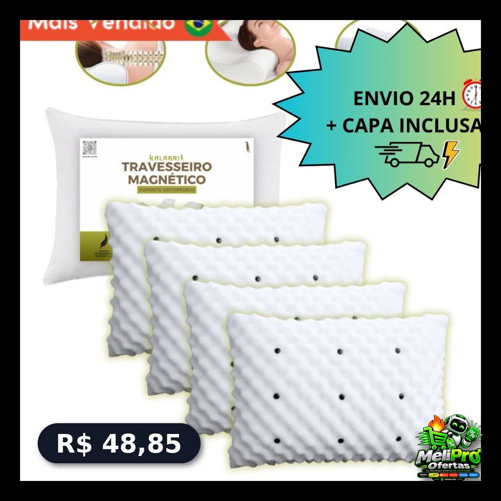 KIT Travesseiro Magnético Anti Ronco Ortopédico Massageador Anatomico Alivia Dor ENVIO IMEDIATO!