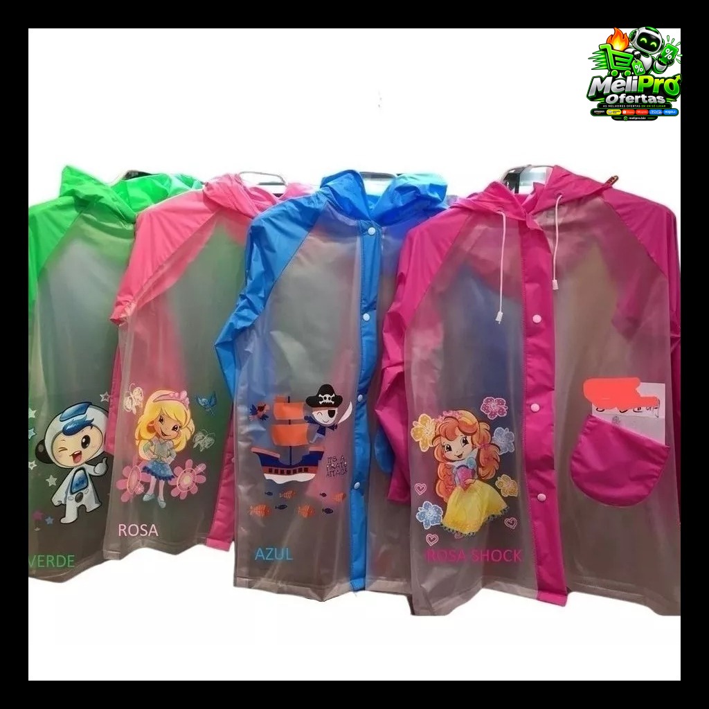 Capa De Chuva Infantil Reforçada Impermeável Menina Menino Escolar