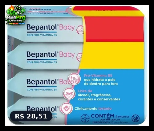 Kit com 4 Lenços Umedecidos Hipoalergênico 48un - Bepantol
