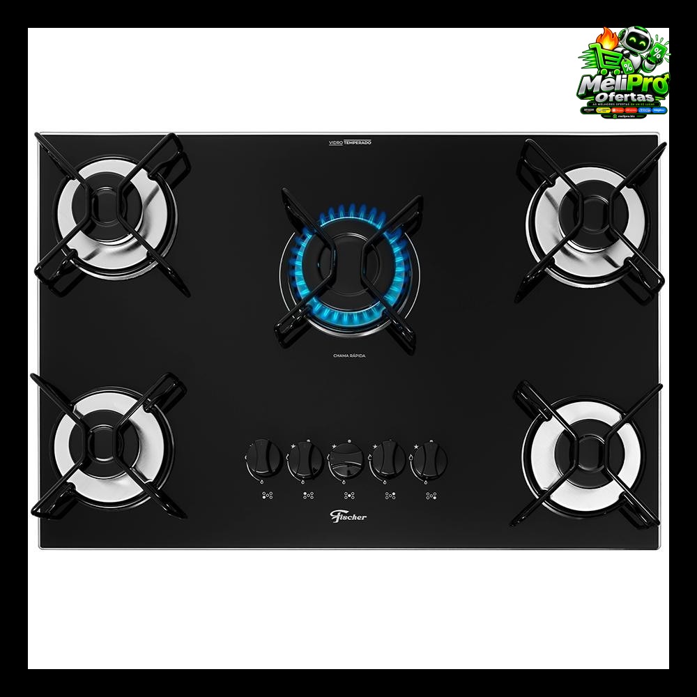 Cooktop 5 Bocas Fischer 5Q Fit Line Gás Esmaltada Aramado Pr