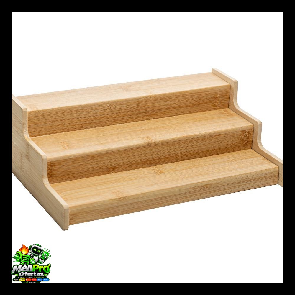 Organizador Extensível ​para Temperos Nature 565mm x 195mm Cozinha Armário Prateleira Casa Decoração Presente Sofisticad