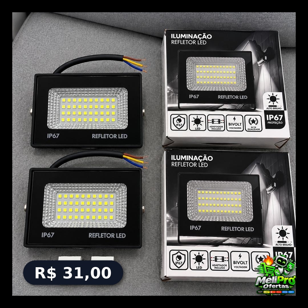 Kit 2 Refletor Led 200w Holofote Bivolt Prova D'água