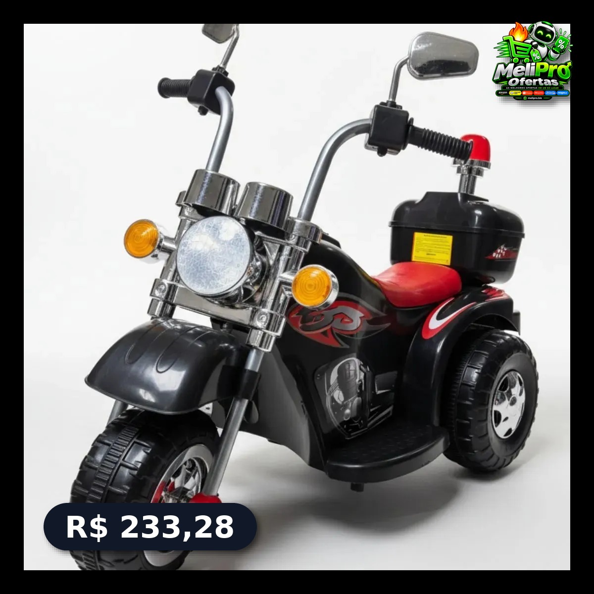 Mini Moto Infantil Elétrica Brinq Kids BQ014 6V C Luzes e Som Preta