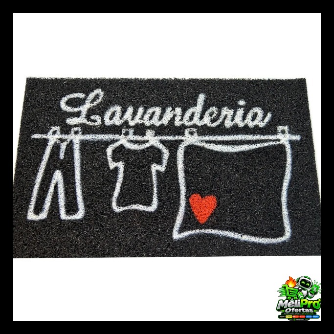 Tapete Capacho 60x40 Lavanderia Antiderrapante Roupas Decorativo porta