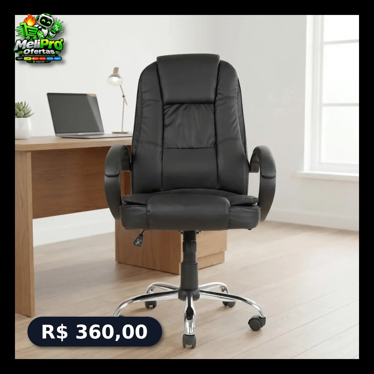 Cadeira de escritório Presidente James Preta Healer