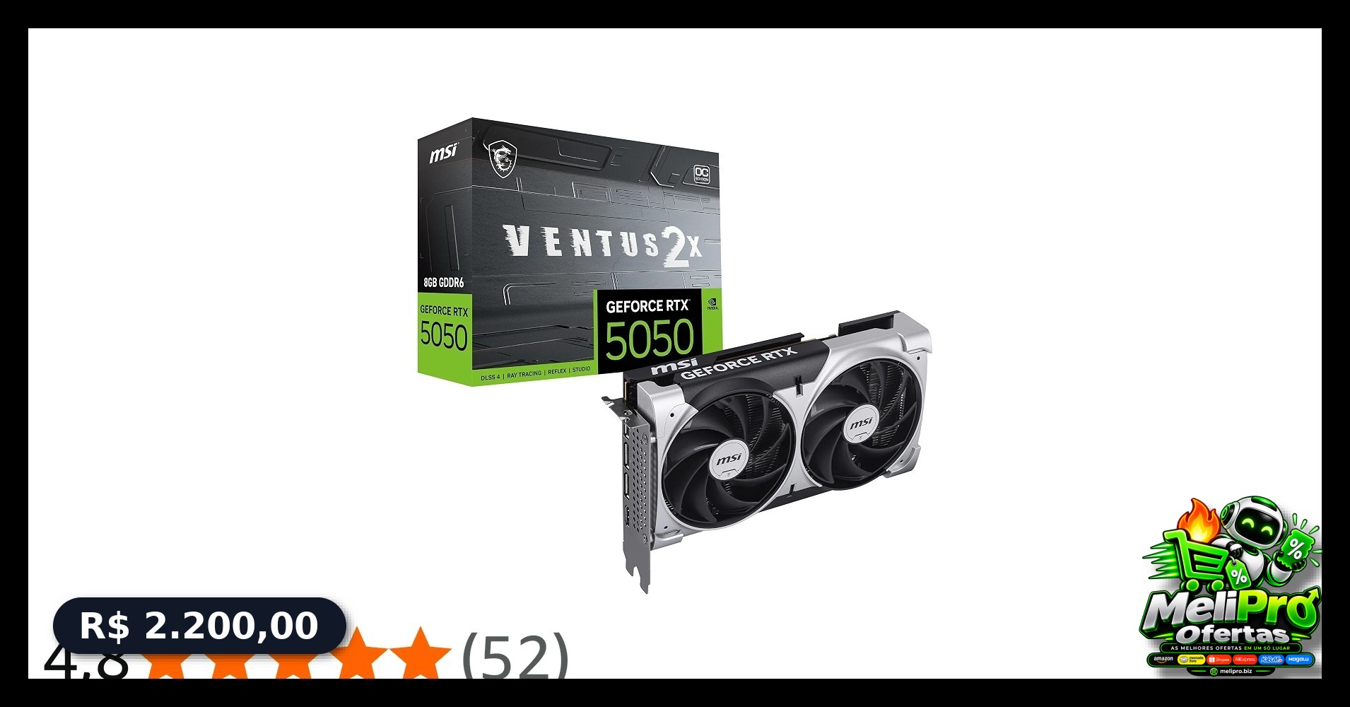 GPU NV RTX 5050 8GB GDDR6 128BITS VENTUS 2X OC MSI 912-V538-010