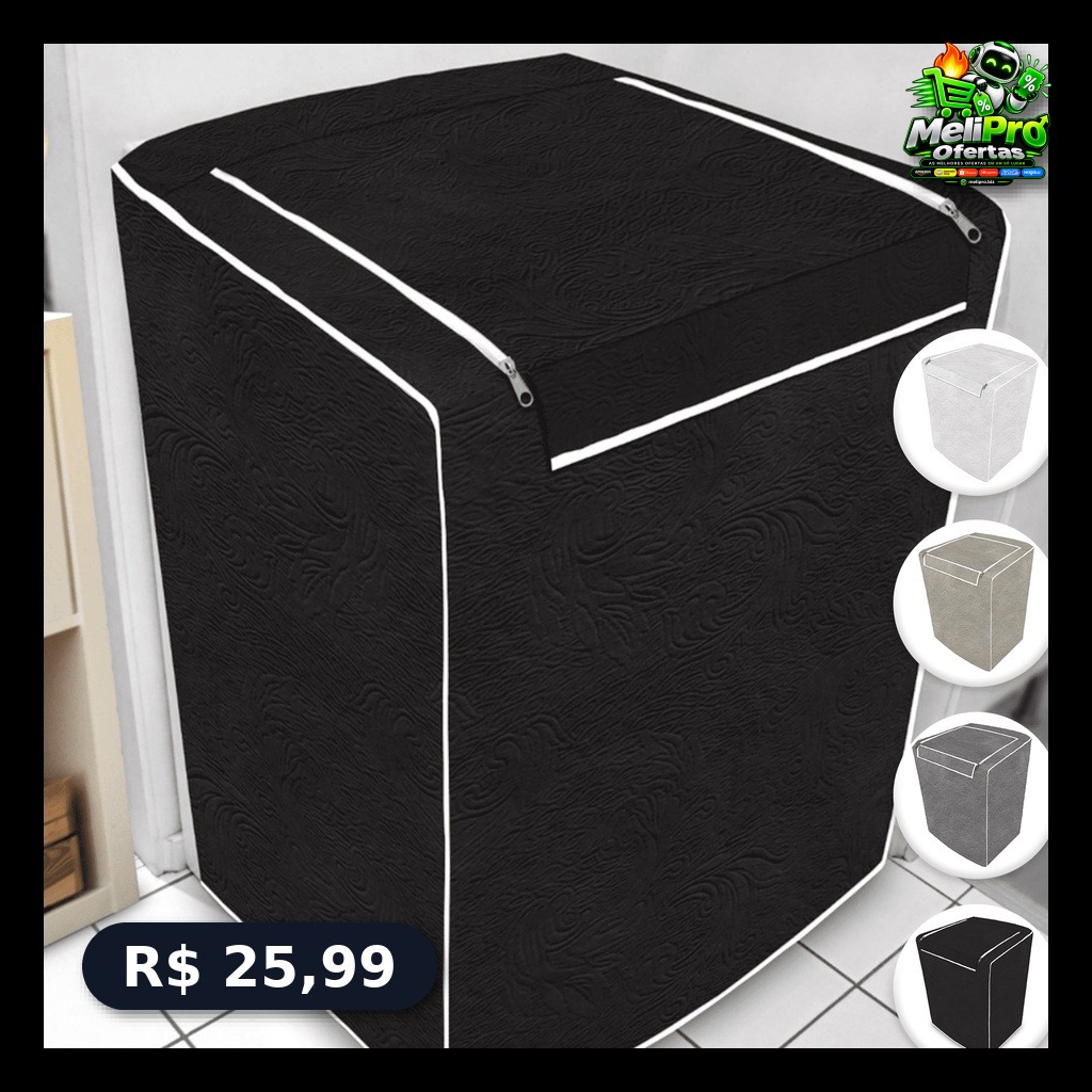Capa para Máquina de Lavar Impermeável Com Zíper Todos Tamanhos e Marcas Electrolux Brastemp Consul Colormaq