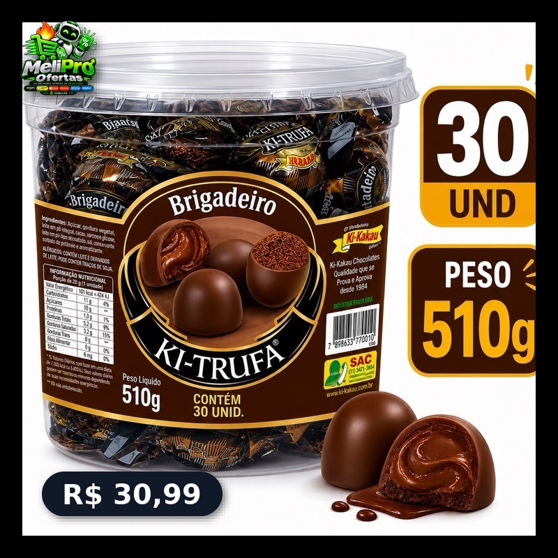 VONTADE DE DOCE RESOLVIDA!  pote com 30 trufas de chocolate