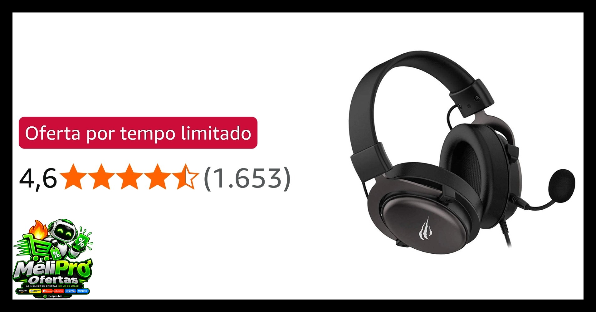 Fone De Ouvido Gamer Headset Havit H2015D Pc/Xbox/Ps4/Ps5