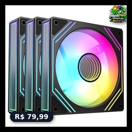 Kit Ventoinhas Acegeek Neon, ARGB, 3x120mm, Preto, AG-NEON3X1-BK