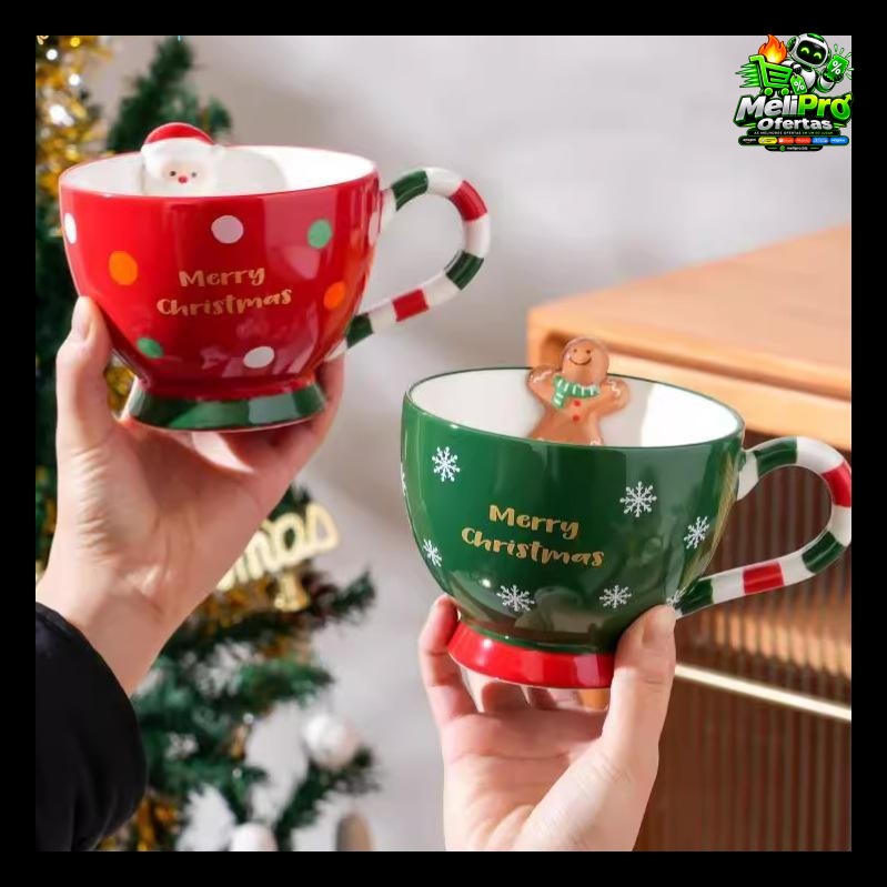 Tigela De Natal 500ml Caneca De Papai Noel Biscoito De Gengibre