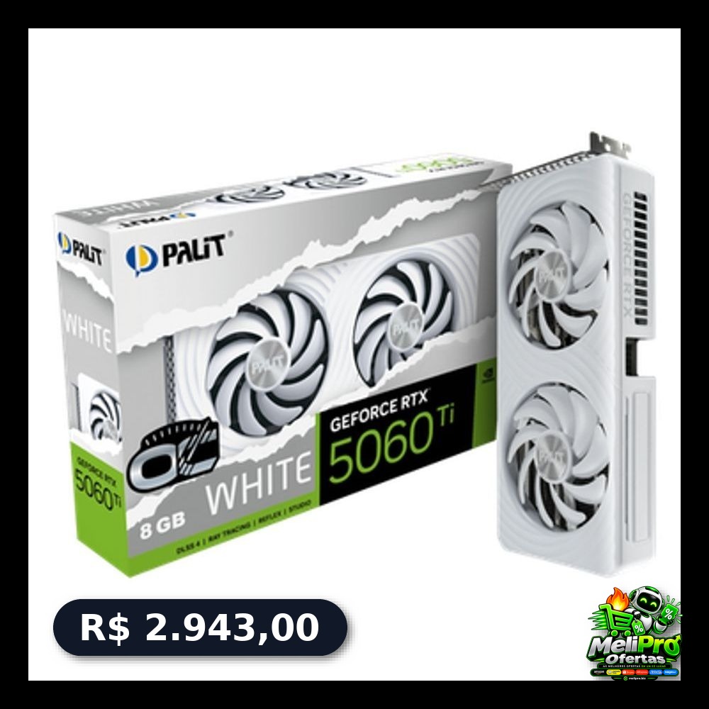 Placa de Video GeForce NVIDIA PALIT RTX 5060 Ti 8GB WHITE OC GDDR7 NE7506TU19P1-GB2062M