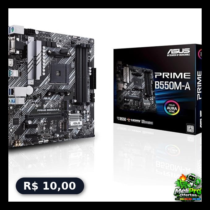 Placa mãe ASUS Prime B550M-A AMD B550 soquete AM4 Micro ATX DDR4-SDRAM