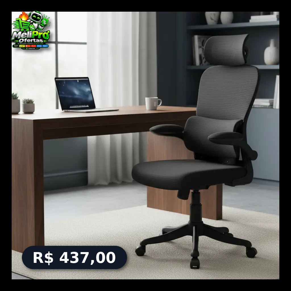 Cadeira De Escritório Ergonômica B500 Suporte Lombar Cabeça