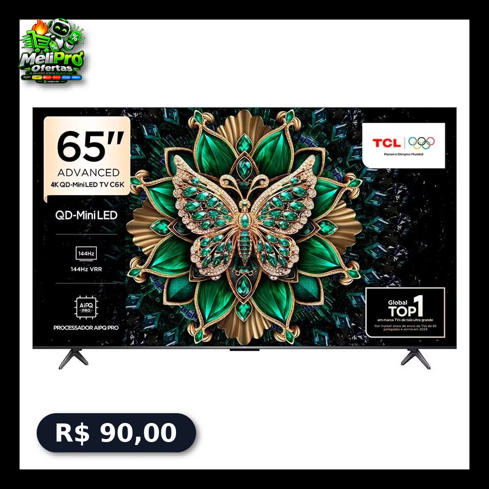 Smart TV 65 65C6K 4K QD-Mini Led 144Hz com Sistema Operacional Google TV TCL