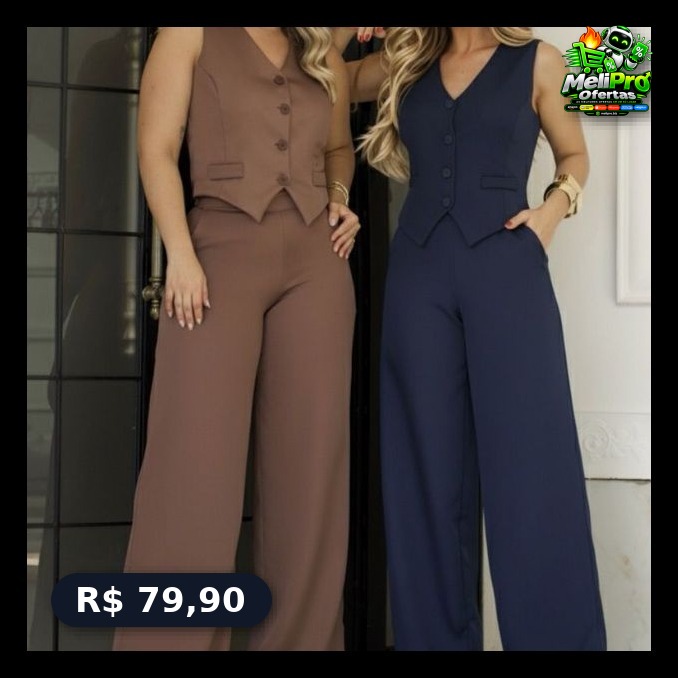Conjunto na Alfaiataria Calça Pantalona + Colete Social