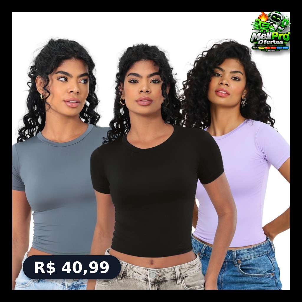KIT 03 - Baby Tee Feminina - Blusa