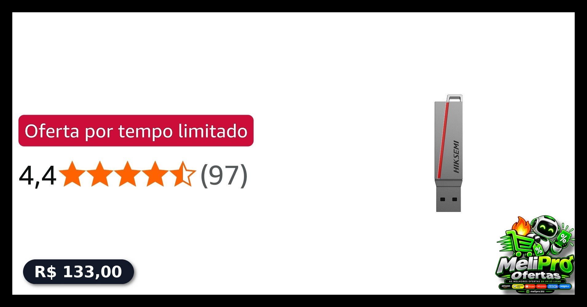 Pendrive Hiksemi Dual Slim 128GB com conexão USB C e USB A