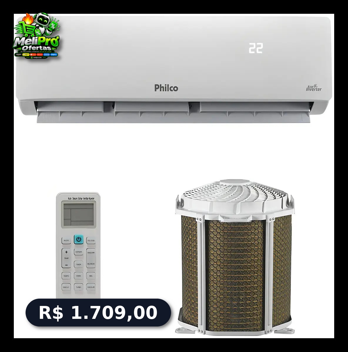 Ar Condicionado Split Hi Wall Inverter Philco 12000 BTU/h Frio 220 Volts