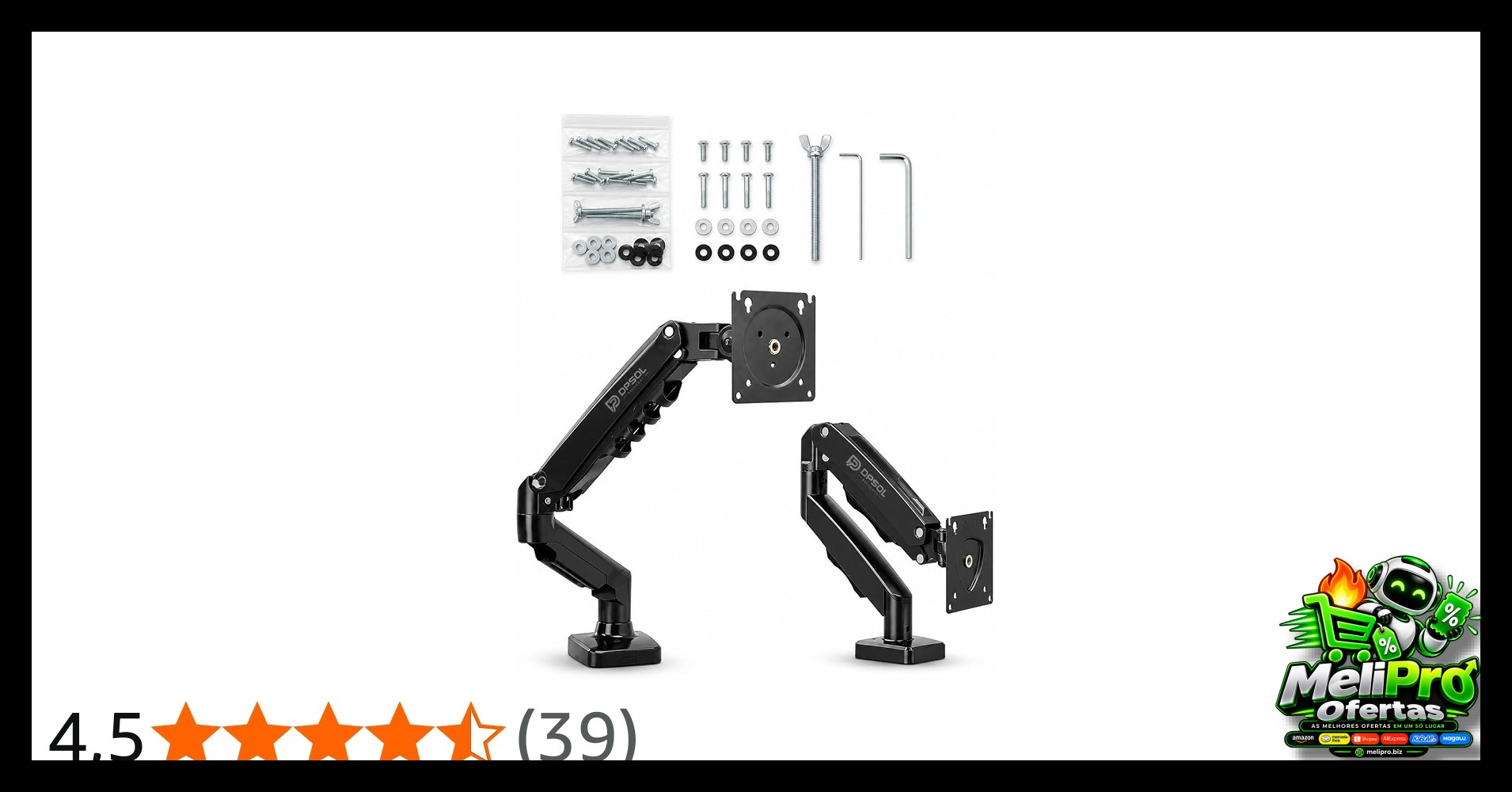 (Parcelado) Braço Articulado, Suporte Articulado de Mesa, Pistão a Gás, Design Compacto e Retrátil, Ergonômico, Monitore