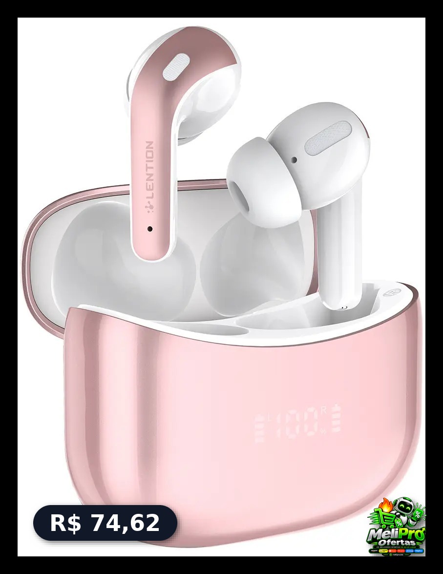Fone de Ouvido TWS Lention T3 Bluetooth 6.0 Grave Potente Drivers 13mm 48h Bateria Carregamento Intra-Auricular Isolamen