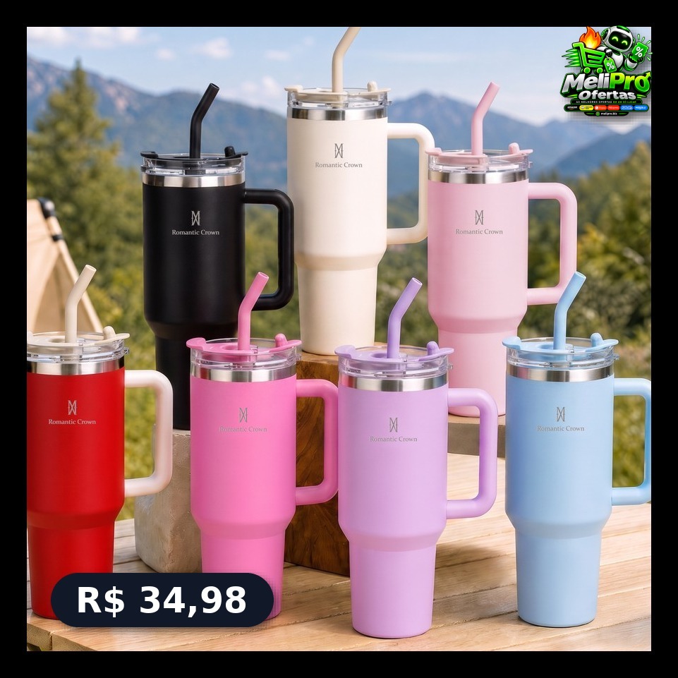ROMANTIC CROWN Copo Térmico Portátil 1200ml/600ml com Tampa
