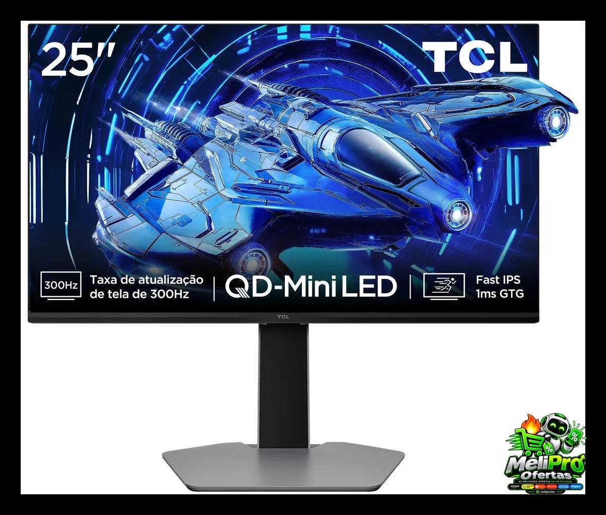 Monitor Gamer Tcl 25 Polegadas Qd-Mini Led Full Hd G64 300hz 1ms (Gtg) Freesync Hdr 600 Nits 25g64