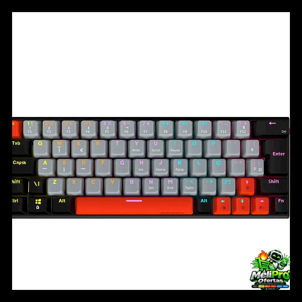 Teclado Mecânico Gamer PCYES Kuromori Black Vulcan, RGB, Switch Red, 60%, Preto, PTKM60RD