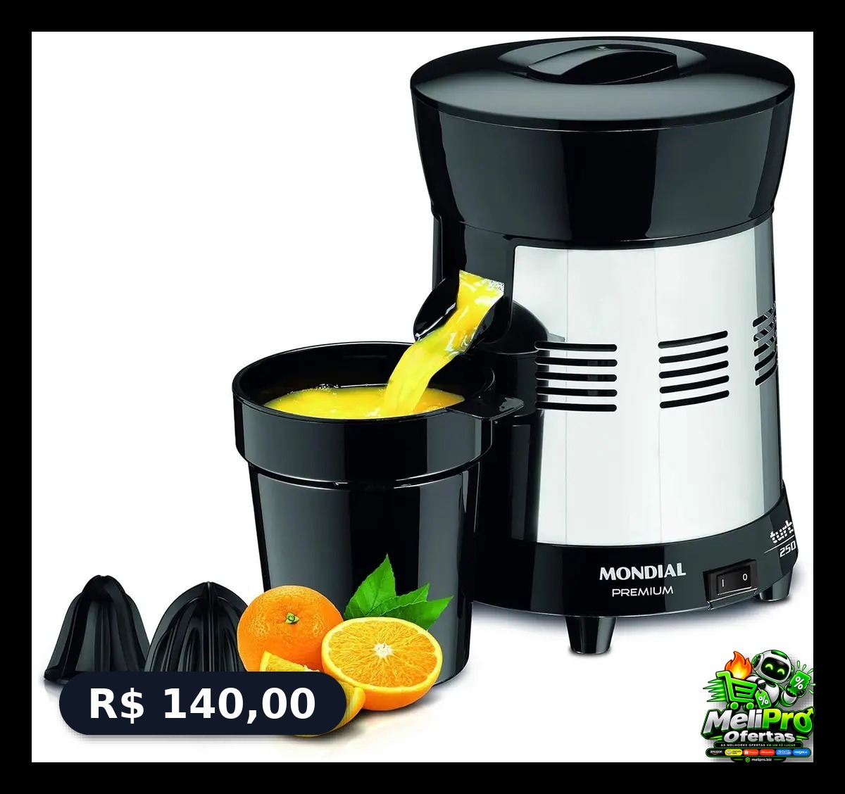Extrator De Frutas Mondial Turbo Premium Preto 250w Bivolt Preto