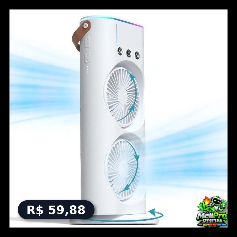 MINI Refrigerador De Ar Ventilador Umidificador Dupla Giratório+rgb