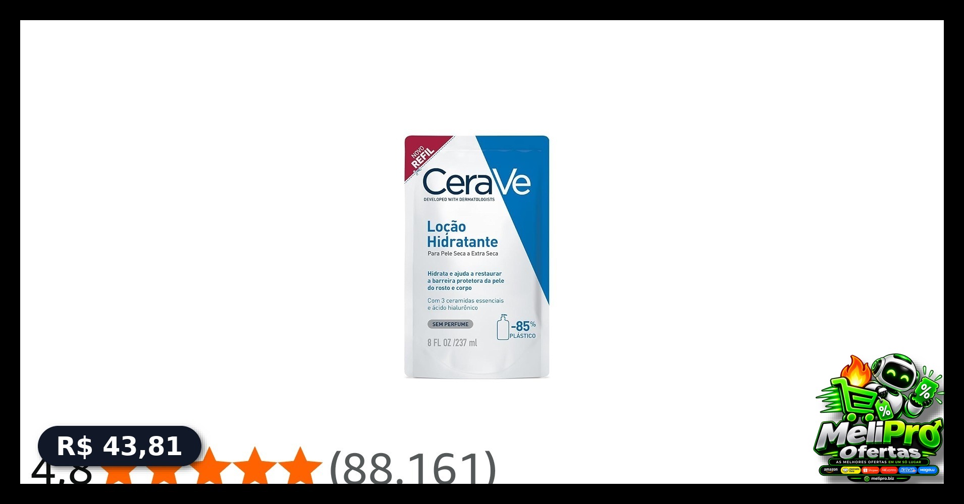 CeraVe, Loção Hidratante Corporal, com textura Fluida e Ácido Hialurônico