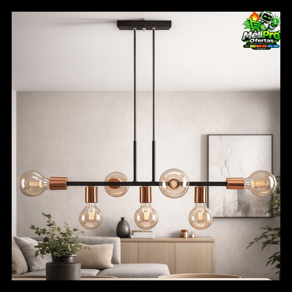Lustre Pendente Industrial 7 Lâmpadas 68cm Moderno Decorativo Bivolt