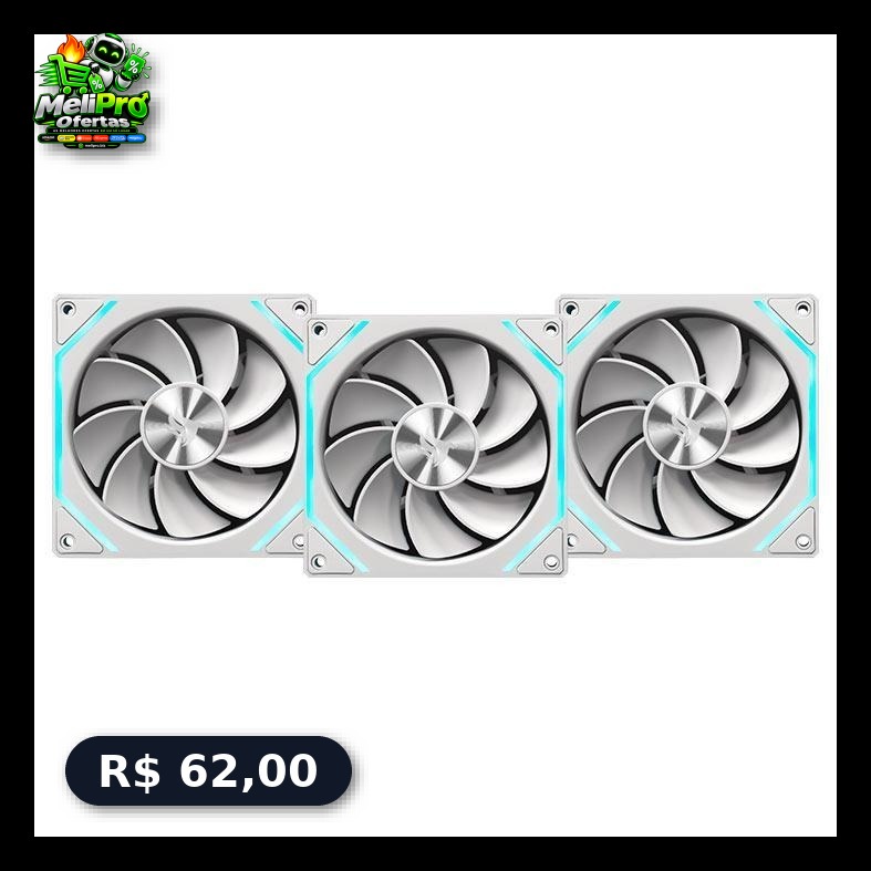 Kit Ventoinha Pichau Ventus NX Reverse, ARGB, 3x120mm, Branco, PCH-VTNXR3-WH01