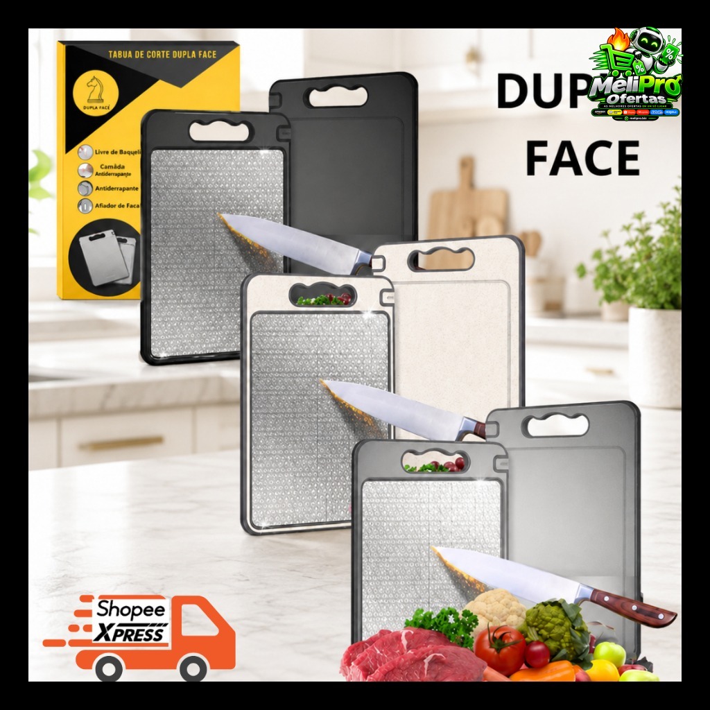 Tábua De Corte Higiênica Antibacteriana Corte Dupla Face Aço Inox Livre de BPA da X-Matte