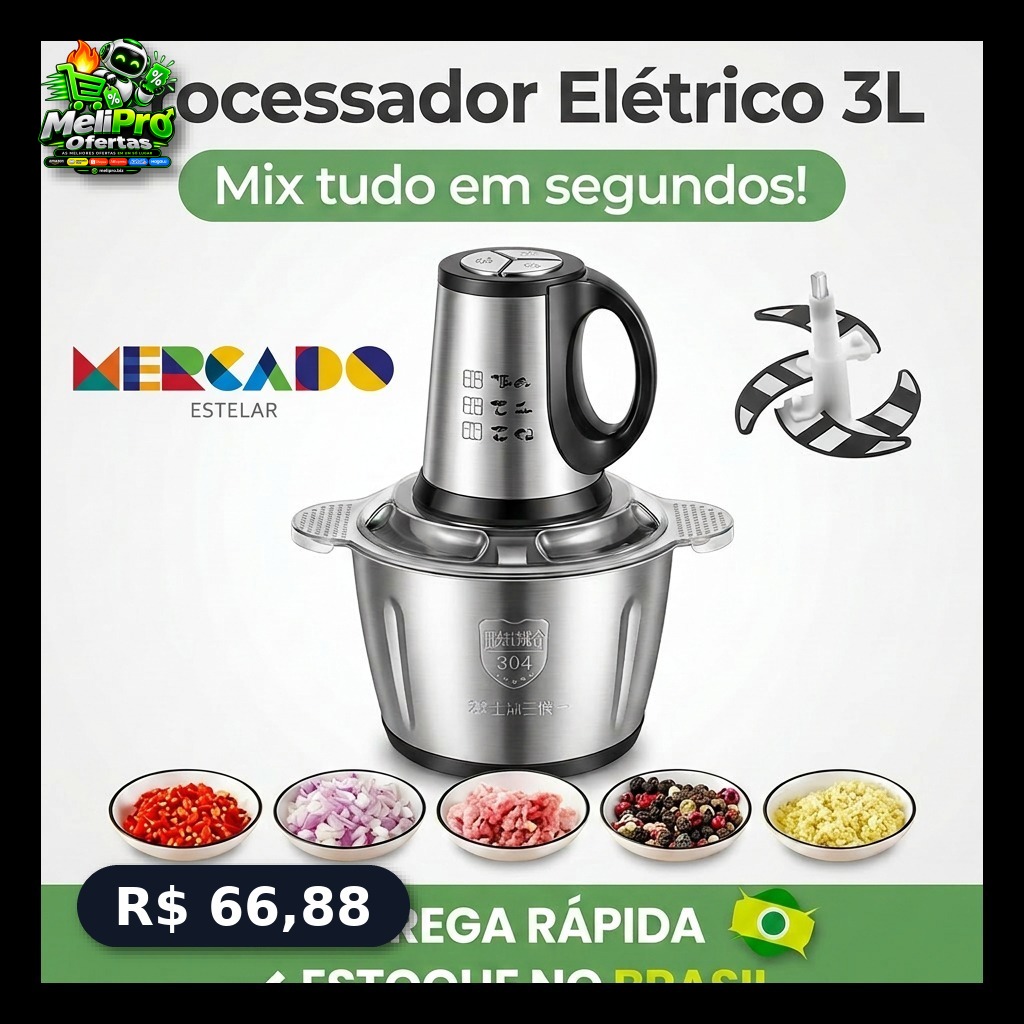Processador de Alimentos 3L Elétrico 110V-220V