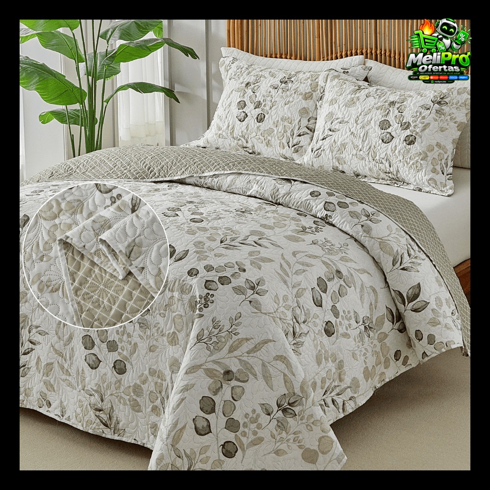 Kit Colcha Cobre Leito 3 Peças Itália Estampado Dupla Face Aba Americana King Queen Casal Solteiro