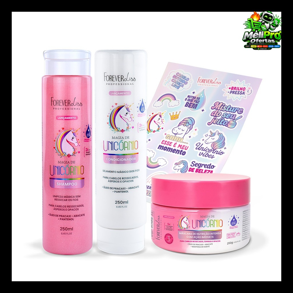 Kit Shampoo, Condicionador ​E Máscara Magia De Unicórnio Forever Liss