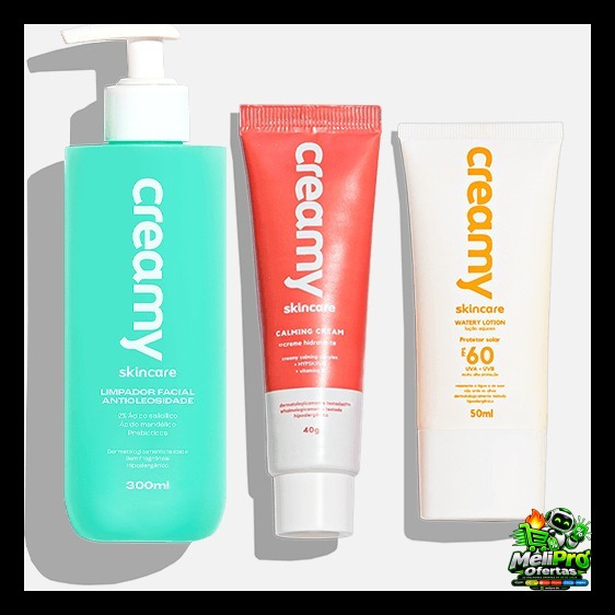 Kit Antioleosidade - Limpador Facial, Gel Creme Hidratante Facial Calming Cream, Protetor Solar FPS 60