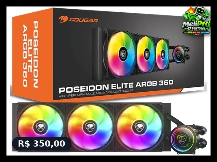 Water Cooler Cougar Poseidon Elite Argb Preto 360 Preto