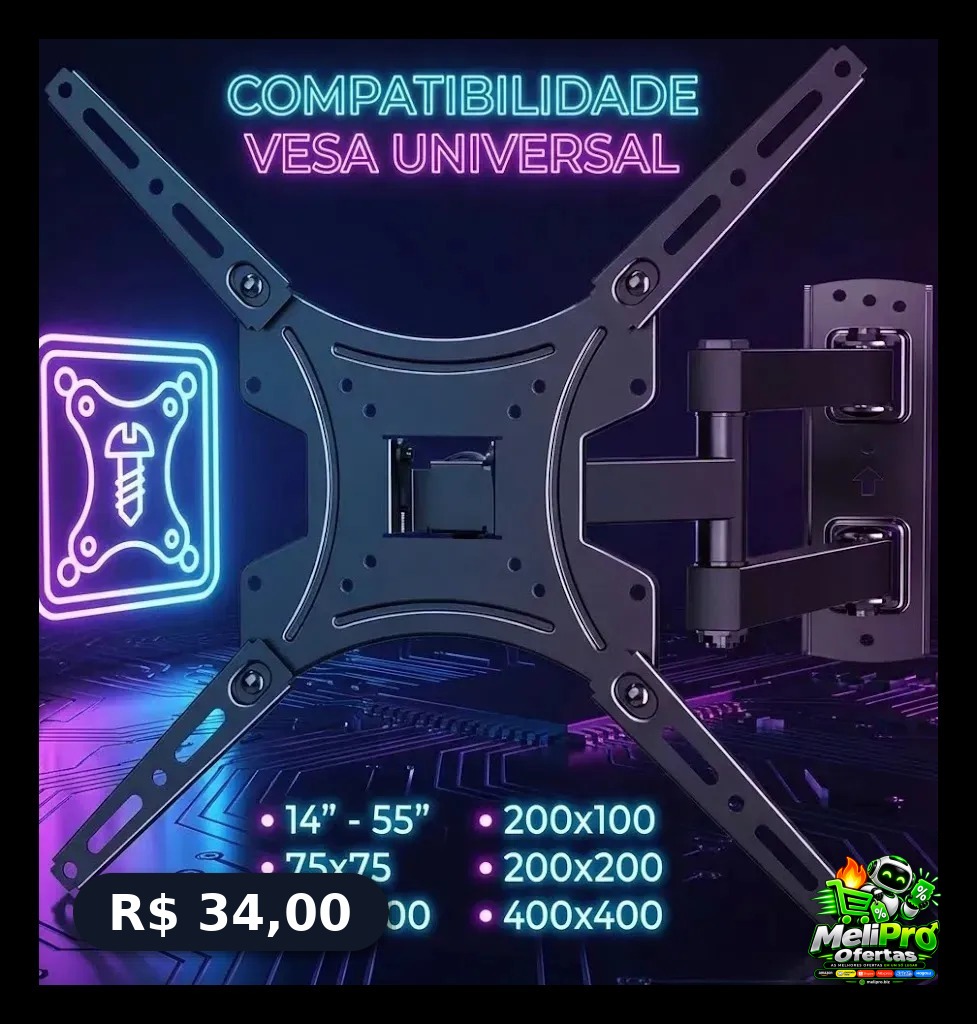 Suporte De Tv Universal Tri - Articulado 14 A 55 Polegadas Até 50kg