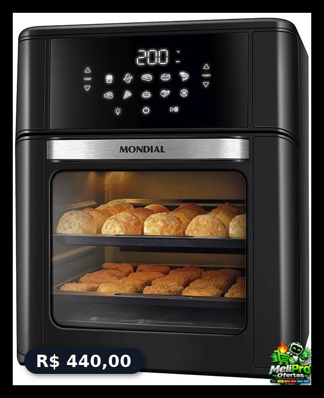 Fritadeira Air Fry Forno Oven 12 Litros Mondial Preto 127 AFON-12L-GI