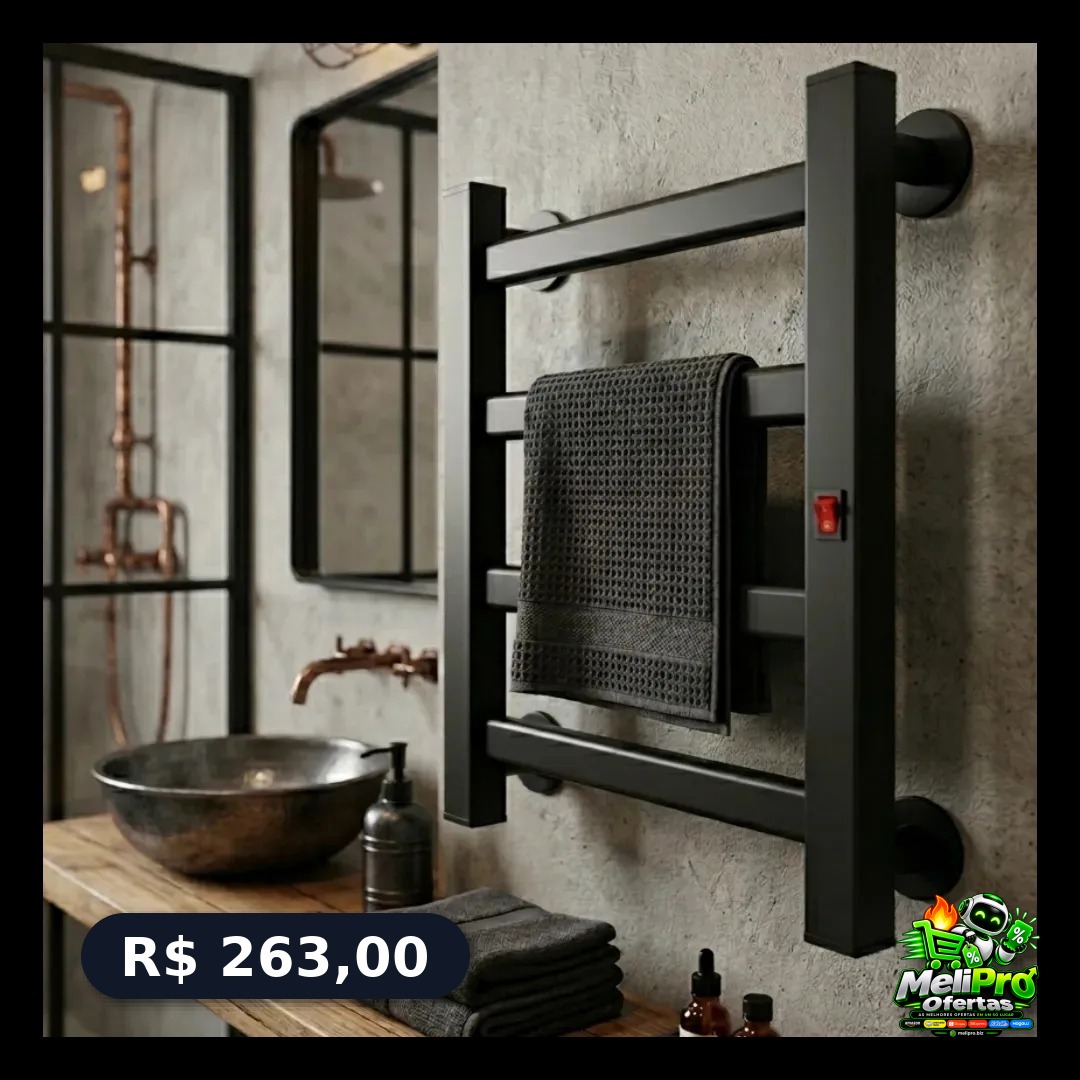 Toalheiro Itaquá Resistencias Térmico Elétrico preto