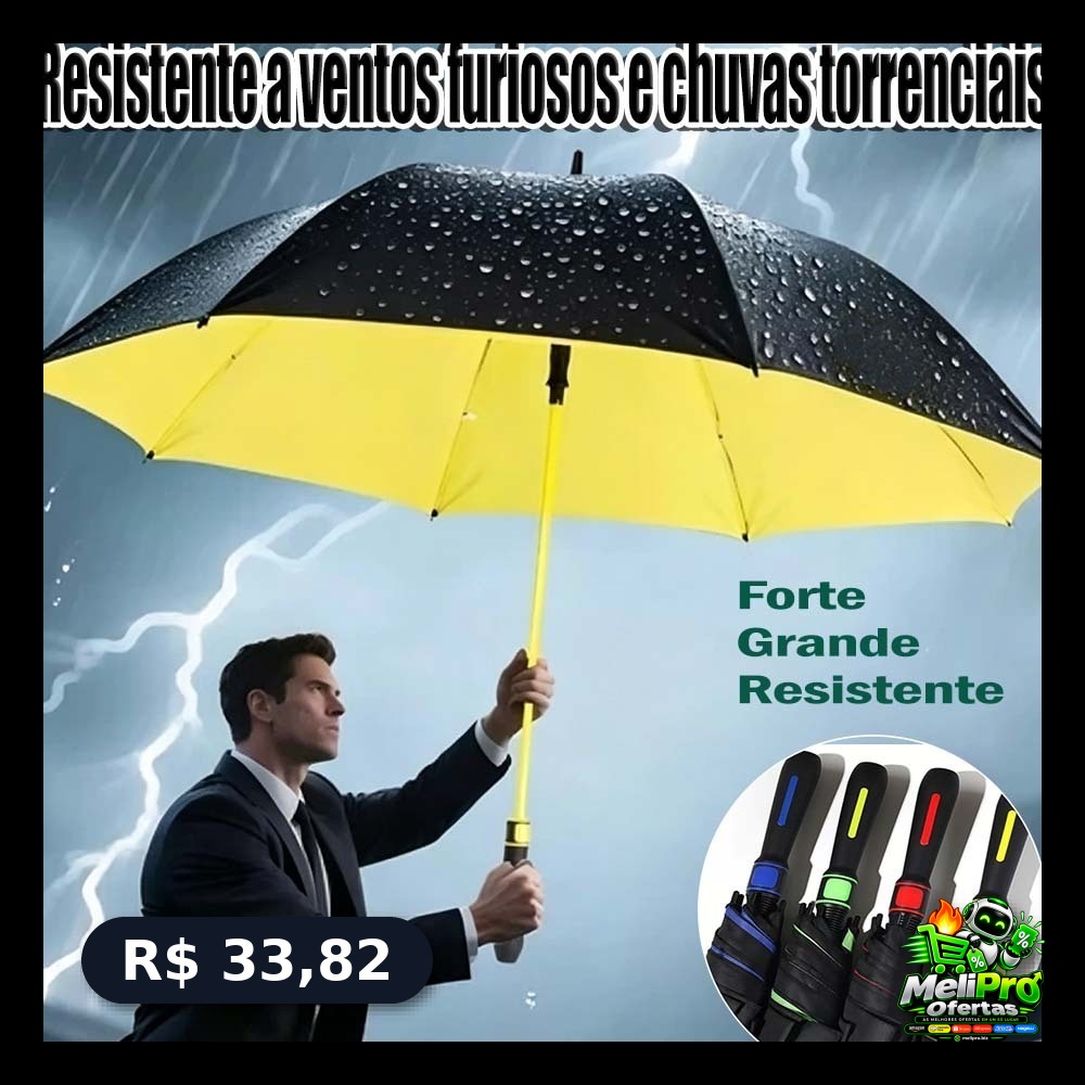 Guarda-Chuva Grande Automático - Fibra de Vidro Blackout