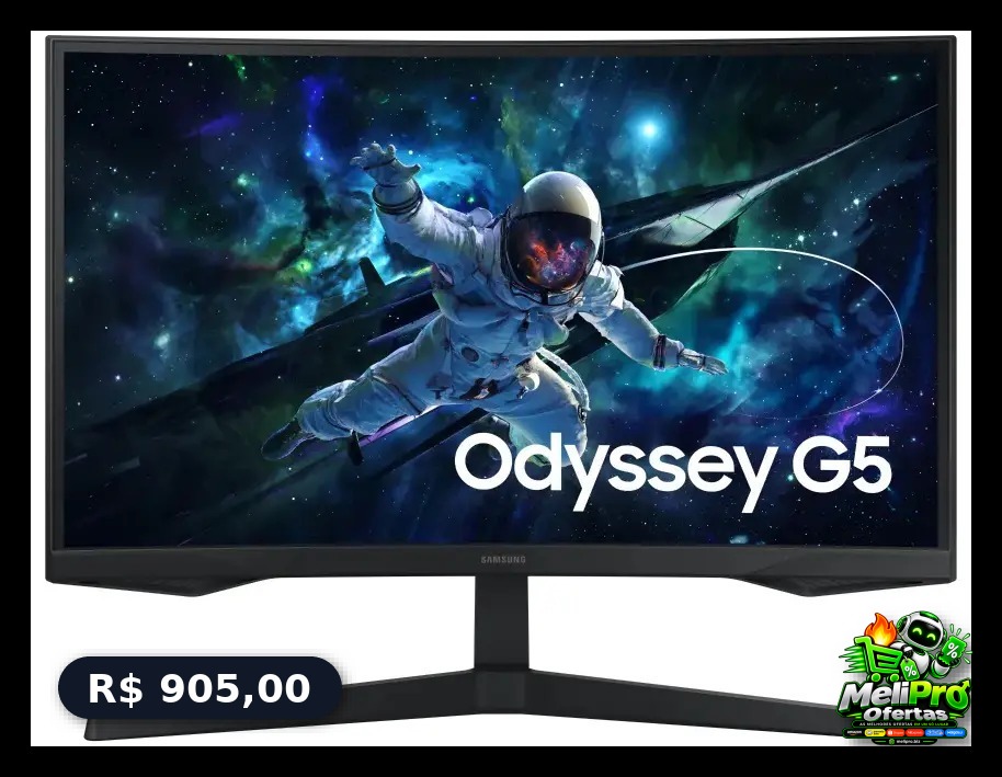 Monitor Gamer Samsung Odyssey G5, 27 , Qhd, 165hz Cor Preto