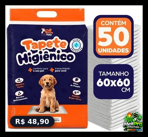 Tapete Higiênico Pet 50 Unidades Descartável