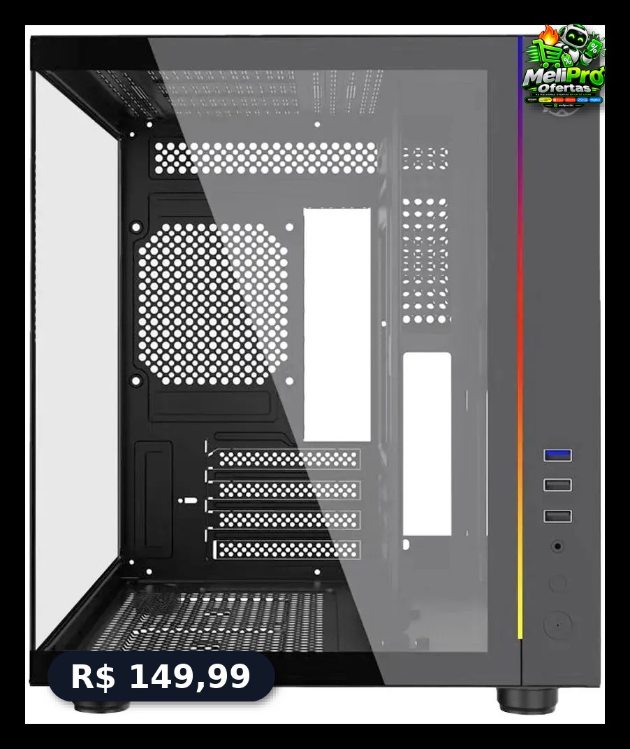 Gabinete Gamer Kalkan Midgard Lite Preto M-atx Vidro