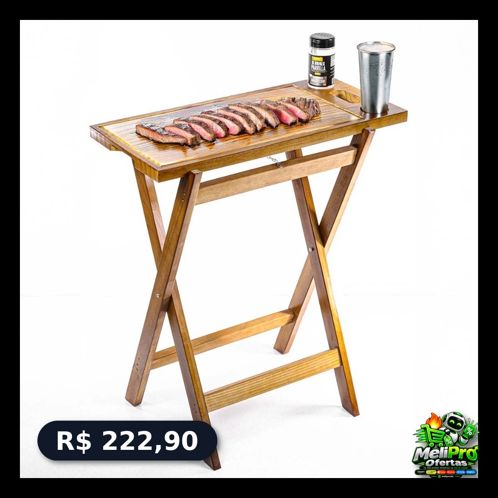 CHURRASCO DE RESPEITO!  kit com cavalete e tábua de madeira robusta