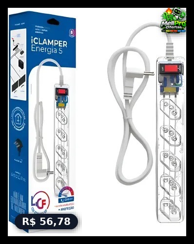 Filtro De Linha iClamper com 5 Tomadas 1m Transparente