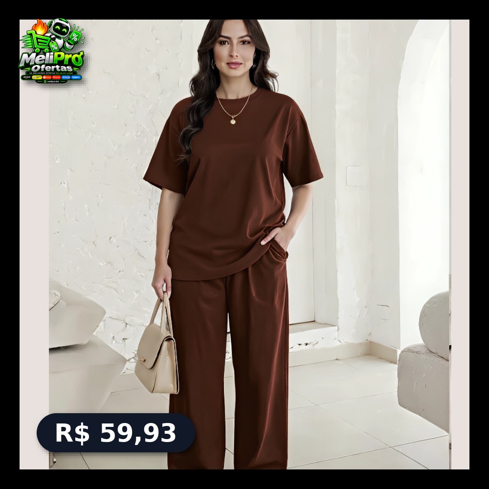 Conjunto Blusa feminina over e Calça estilo pantalona
